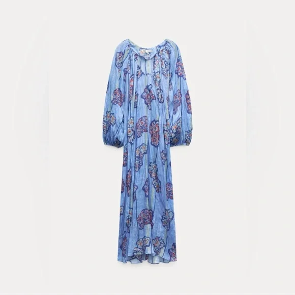 ZARA PRINTED 100% RAMIE TUNIC DRESS - Picture 15 of 16